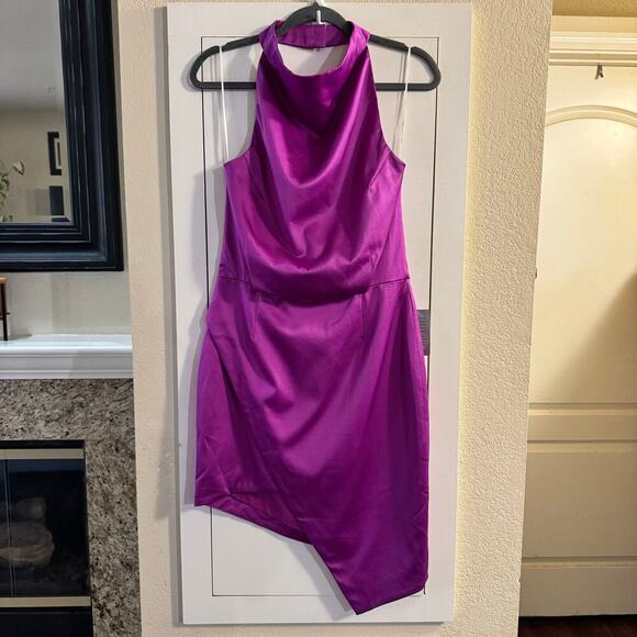 NWT ELLIATT Satin Orchid Fuchsia Mini Dress Size Large - Picture 6 of 13